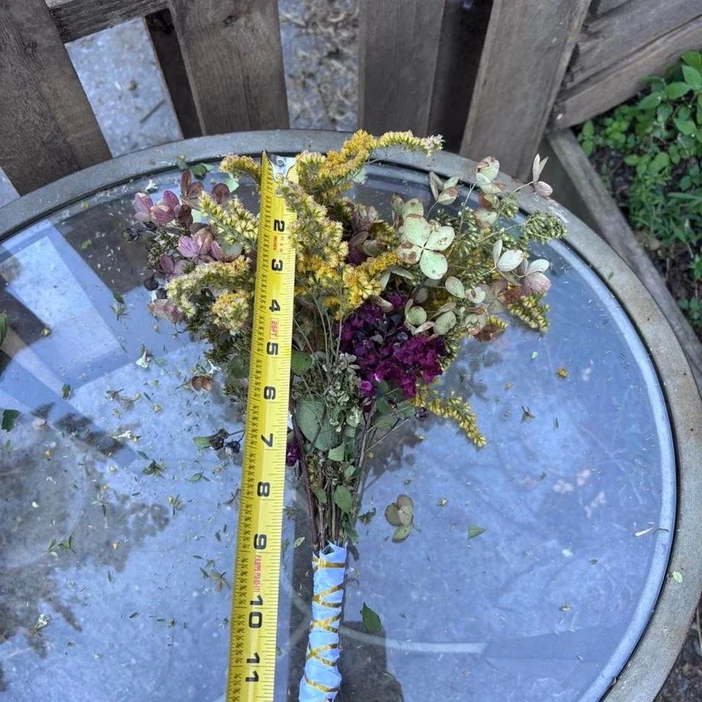 Preserved Goldenrod and Hydrangea Bouquet Real Dried Wildflower 11in Arrangement